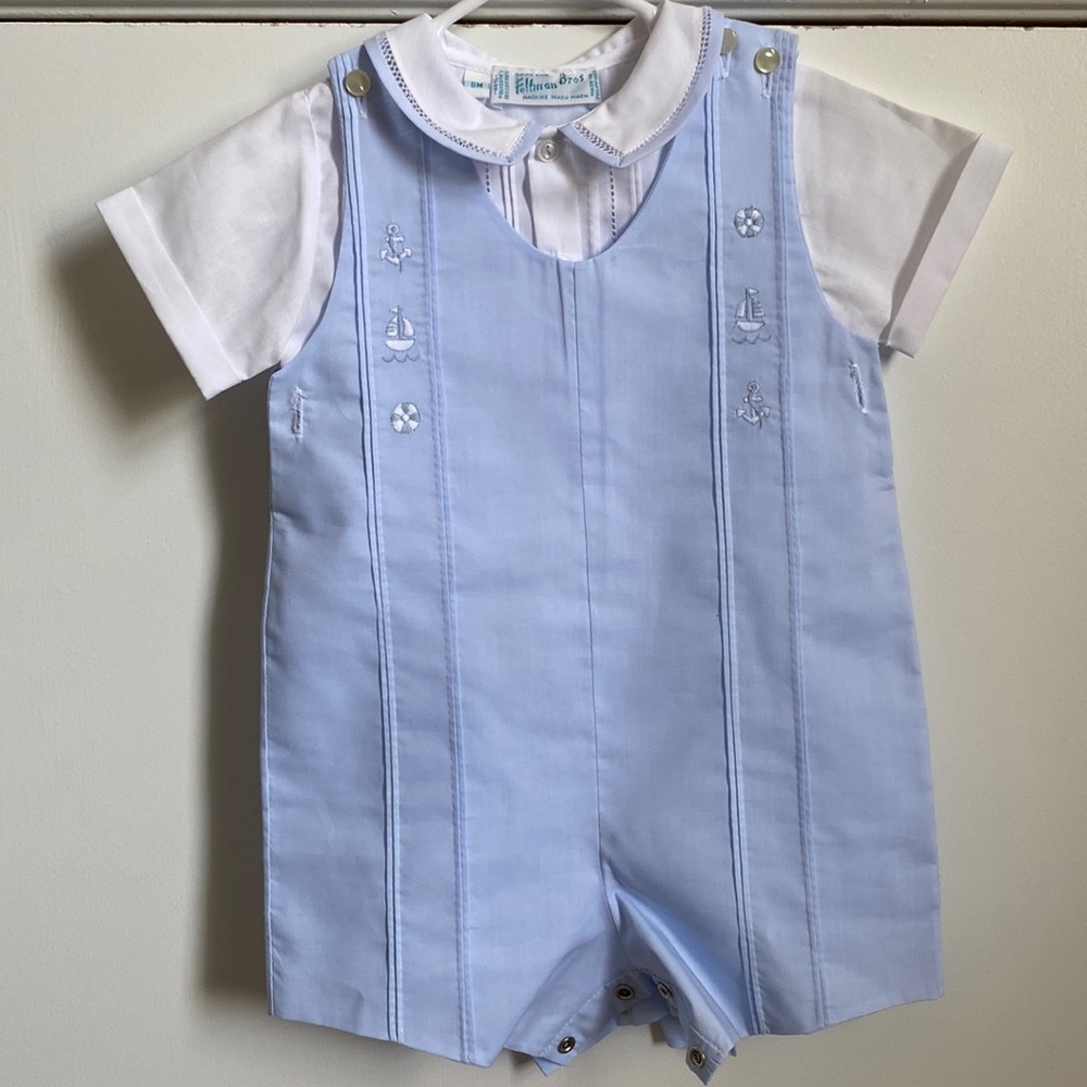 Precious Feltman Brothers baby boy nautical shortall